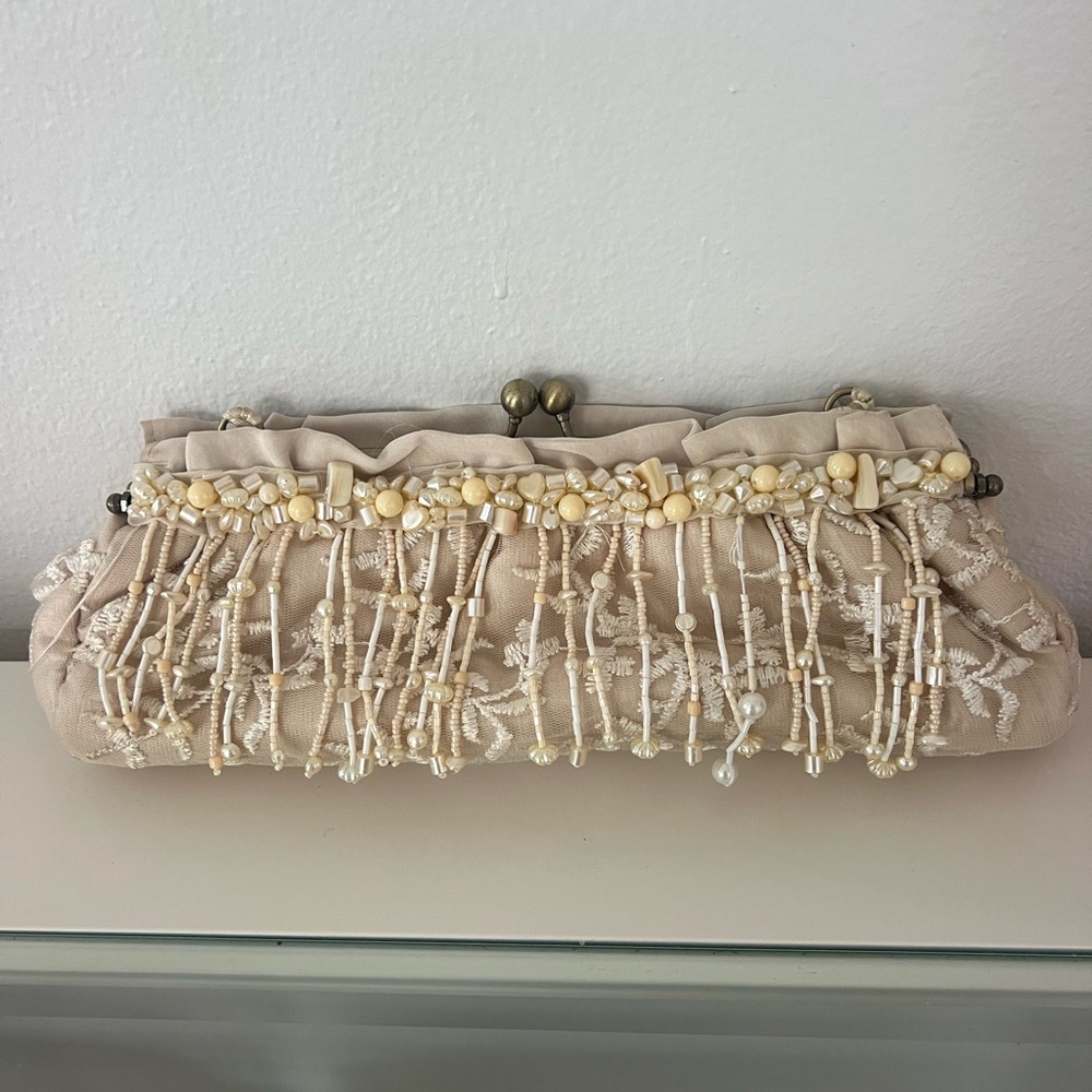 Mary Frances Beaded Ivory Evening Clutch
